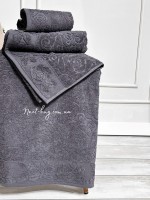 Набор хлопковых полотенец Maison D'or Garden Rose anthracite 3шт — изображение 2