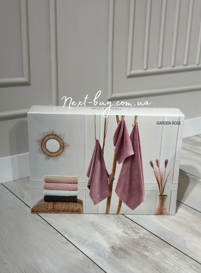 Набор хлопковых полотенец Maison D'or Garden Rose anthracite 3шт — изображение 5