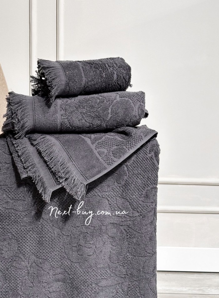 Набор хлопковых полотенец Maison D'or New Flora antracite 3шт — изображение 4