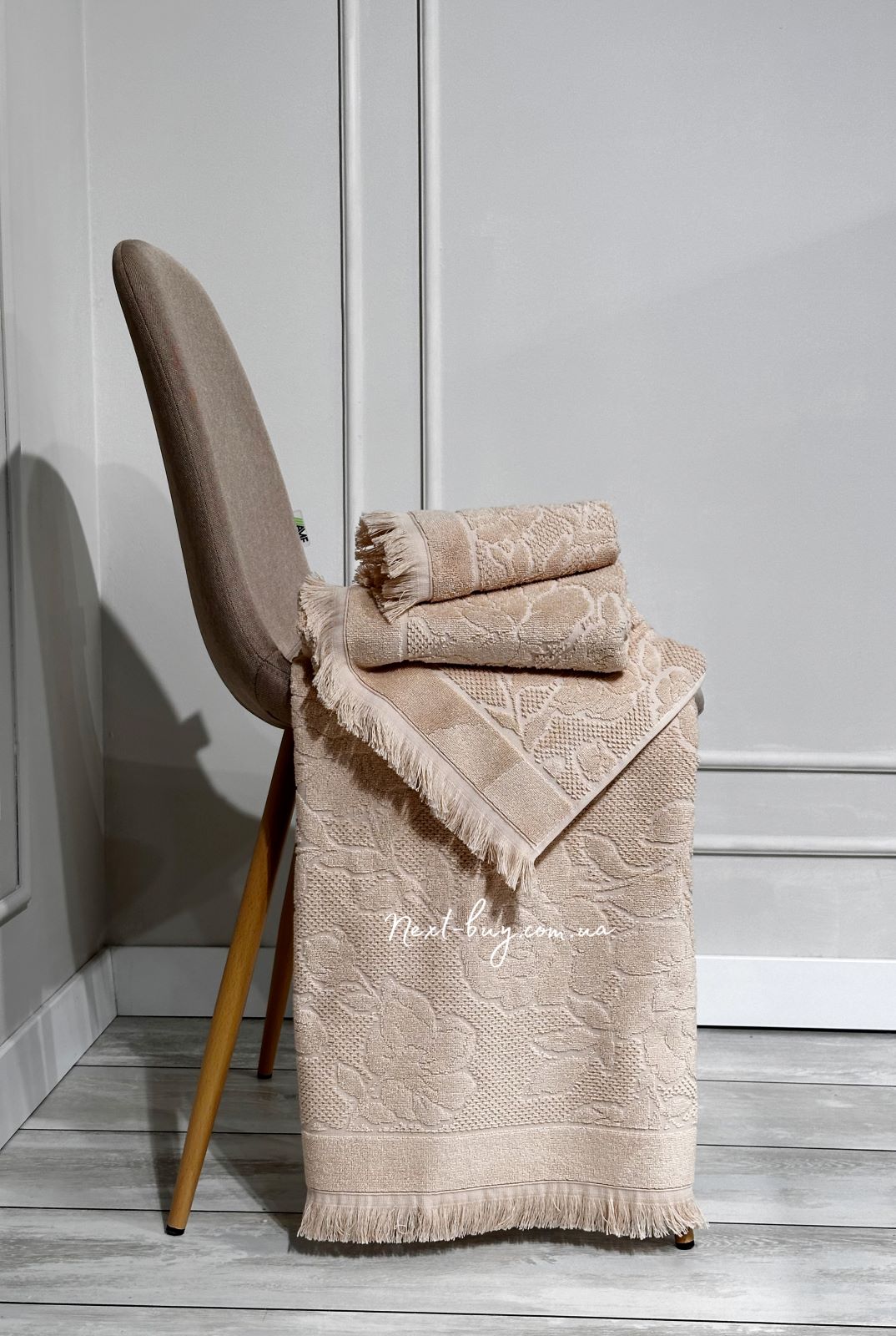 Набор хлопковых полотенец Maison D'or New Flora beige 3шт — изображение 1