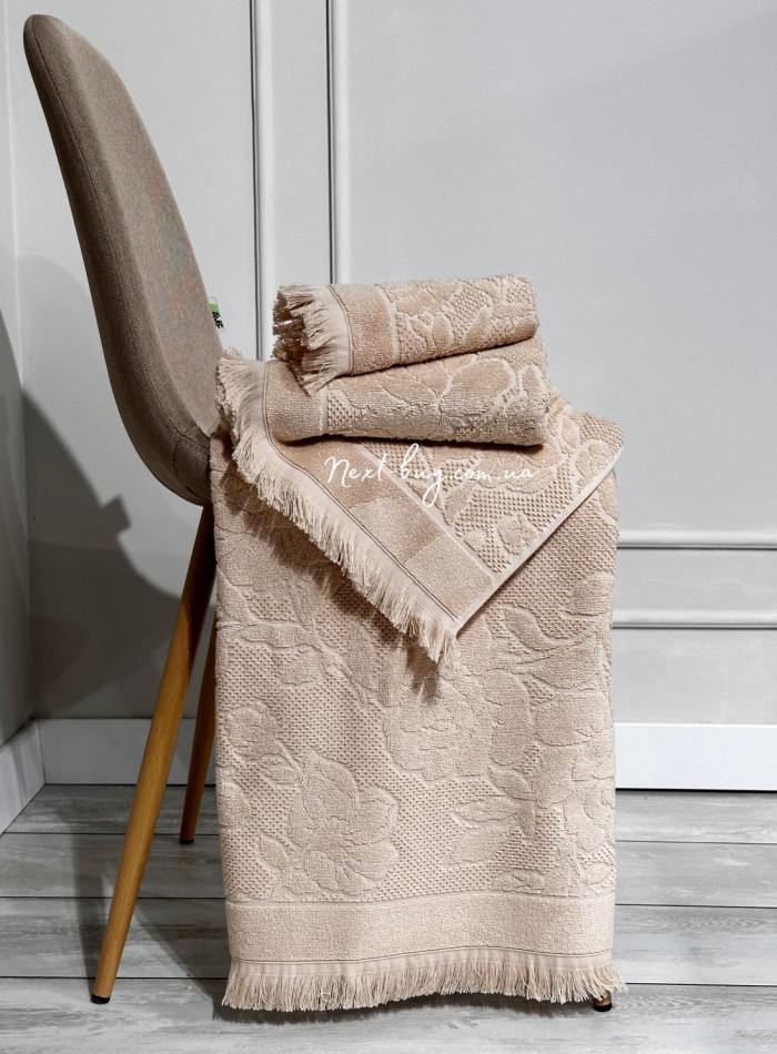 Набор хлопковых полотенец Maison D'or New Flora beige 3шт — изображение 5