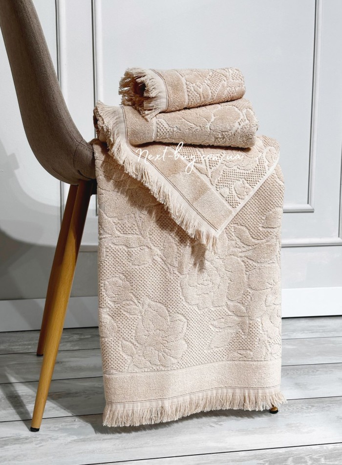 Набор хлопковых полотенец Maison D'or New Flora beige 3шт — изображение 6