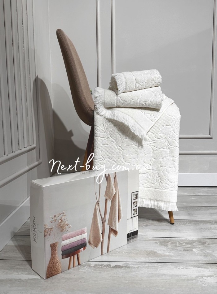 Набор хлопковых полотенец Maison D'or New Flora ecru 3шт — изображение 4