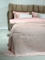 Легкий, вафельний плед-піке з бахромою Nilhome Soft Fringer Pique Rose 200х220