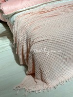 Легкий, вафельний плед-піке з бахромою Nilhome Soft Fringer Pique Rose 200х220 - Зображення 5