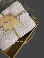 Легкий, вафельний плед-піке з бахромою Nilhome Soft Fringer Pique Lilac 200х220 - Зображення 3