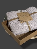 Легкий, вафельний плед-піке з бахромою Nilhome Soft Fringer Pique Lilac 200х220 - Зображення 4