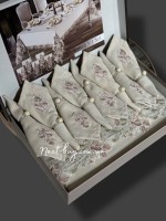 Лляна скатертина для столу Irmak 160х220 з серветками 8 шт. Туреччина