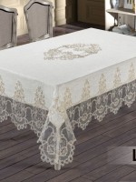 Скатертина для столу Linda cream з мереживом 160х220 Туреччина - Зображення 2