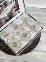 Скатертина для столу Linda cream з мереживом 160х220 Туреччина - Зображення 3