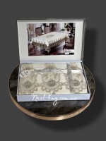 Скатертина для столу Linda cream з мереживом 160х220 Туреччина