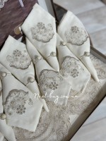 Лляна скатертина для столу Meva Set 160х220 з серветками 8 шт. Туреччина - Зображення 3