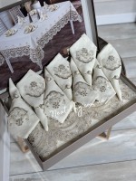 Лляна скатертина для столу Meva Set 160х220 з серветками 8 шт. Туреччина