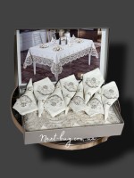 Лляна скатертина для столу Meva Set 160х220 з серветками 8 шт. Туреччина - Зображення 2