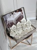 Лляна скатертина для столу Meva Set 160х220 з серветками 8 шт. Туреччина - Зображення 4