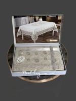 Скатертина для столу Meva cappicino з мереживом 160х220 Туреччина