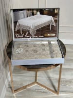 Скатертина для столу Meva cappicino з мереживом 160х220 Туреччина - Зображення 3