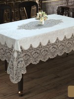 Скатертина для столу Meva krem з мереживом 160х220 Туреччина - Зображення 2