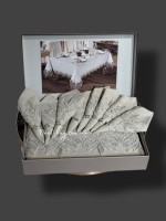 Лляна скатертина для столу Rose Set 160х220 з серветками 8 шт. Туреччина - Зображення 2