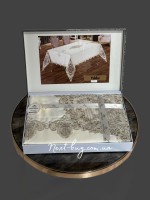 Скатертина для столу Yildiz cream з мереживом 160х220 Туреччина