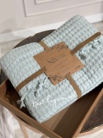 Легкий, вафельний плед-піке з бахромою Nilhome Soft Fringer Pique Mint 200х220 - Зображення 2