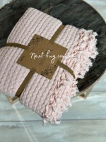 Легкий, вафельний плед-піке з бахромою Nilhome Soft Fringer Pique Rose 200х220 - Зображення 7