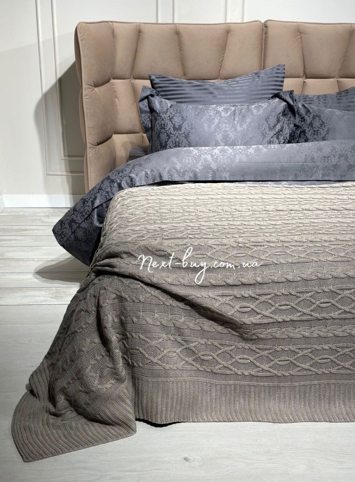 В'язаний плед Diamond Bargello 220х240 Dark Bej Туреччина - Зображення 5
