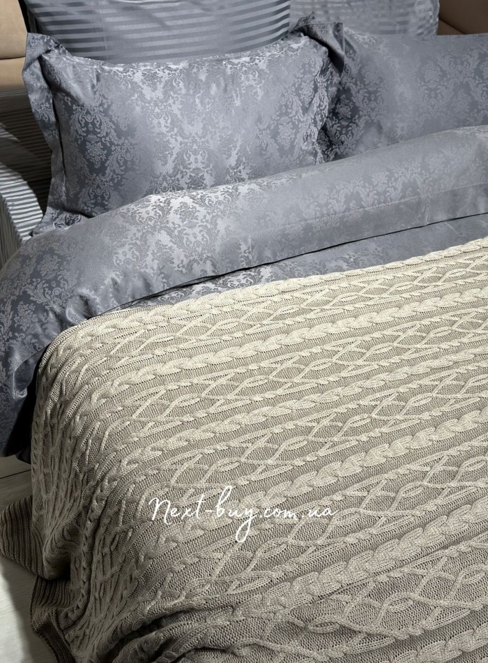 В'язаний плед Diamond Bargello 220х240 Dark Bej Туреччина - Зображення 2