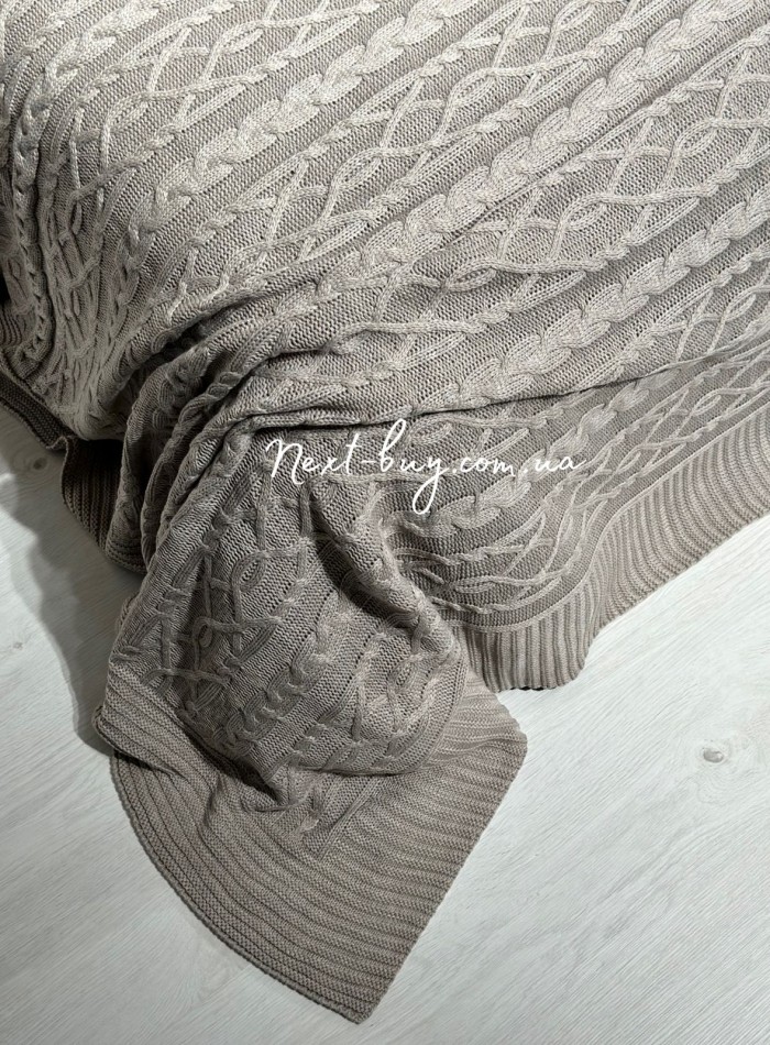 В'язаний плед Diamond Bargello 220х240 Dark Bej Туреччина - Зображення 4