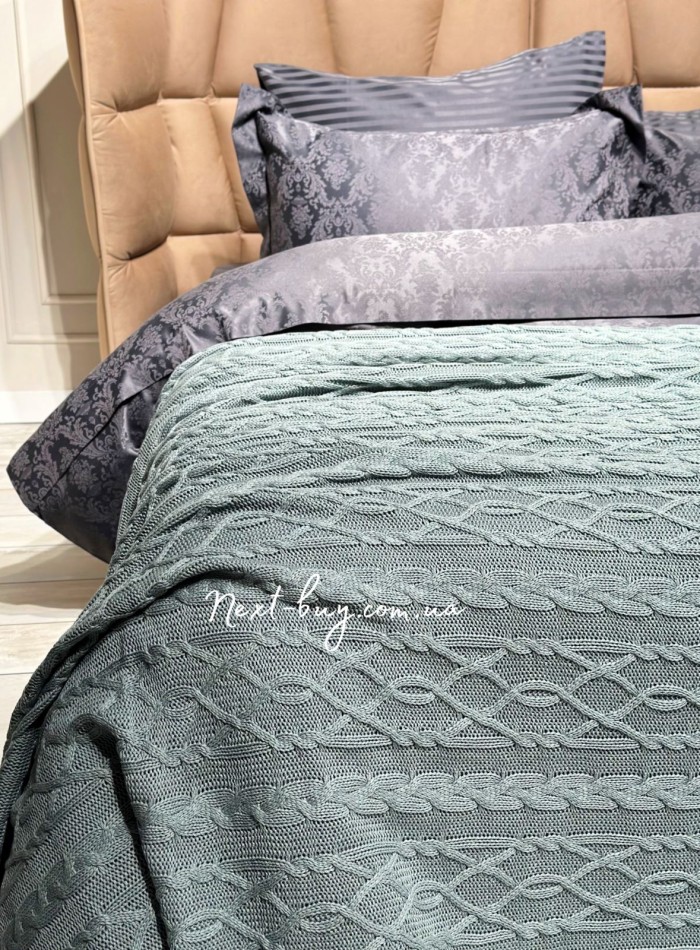 В'язаний плед Diamond Bargello 220х240 Green Туреччина - Зображення 2