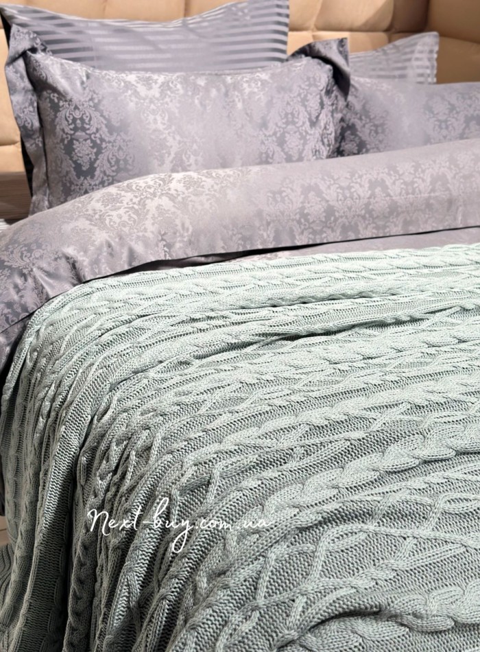 В'язаний плед Diamond Bargello 220х240 Green Туреччина - Зображення 3