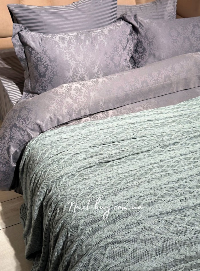 В'язаний плед Diamond Bargello 220х240 Green Туреччина - Зображення 5