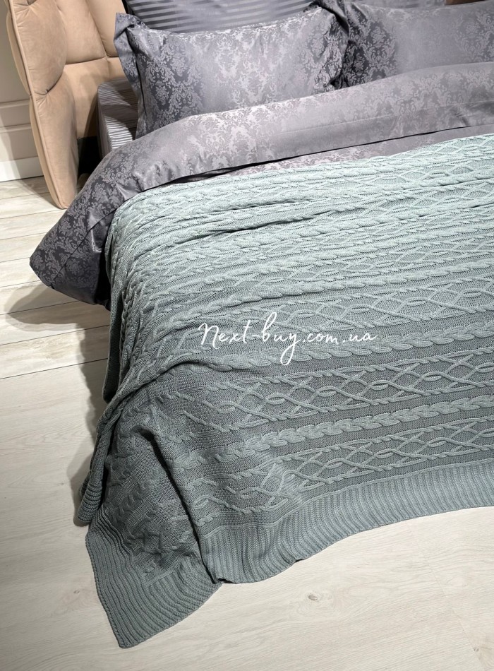 В'язаний плед Diamond Bargello 220х240 Green Туреччина - Зображення 4