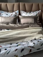 Maison D'or Pulume Volante antracite постільна білизна 200x220см сатин з вишивкою євро
