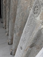 Тюль фатин Petals крем с золотом и тёмно-коричневым Турция — изображение 4