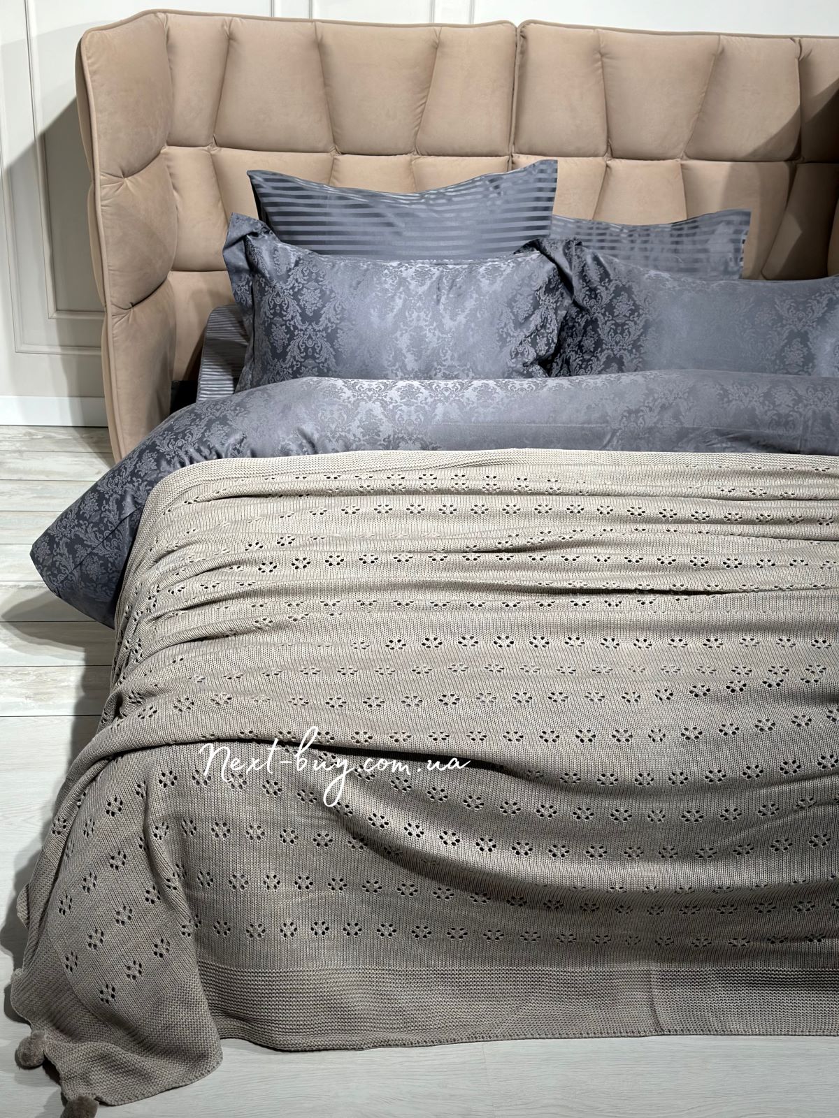 Diamond Sabina dark bej вязаный плед 220x240 Турция — изображение 1