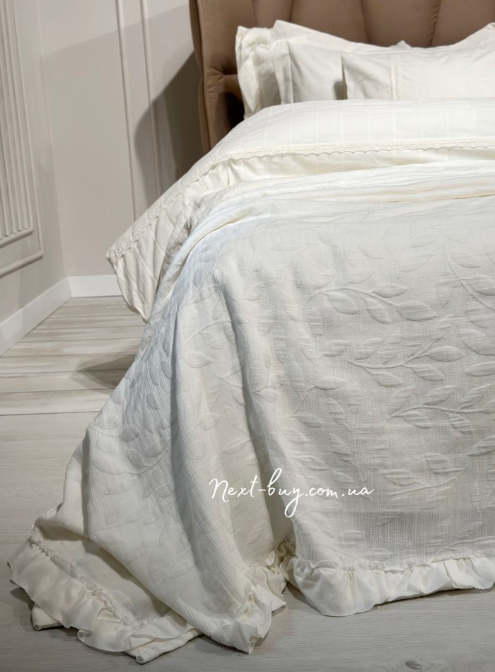 Жакардове покривало з наволочками Saheser Ilda krem євро Туреччина - Зображення 5