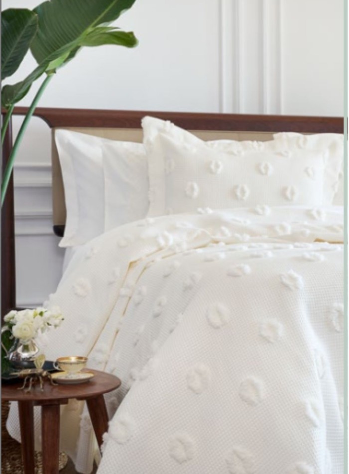 Легкое покрывало-пике Pepper Home Lena cream Турция 270x260 — изображение 2