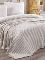 Легкий плед жатка с бахромой Maison D'or Paris Melodia beige 220х240 — изображение 4
