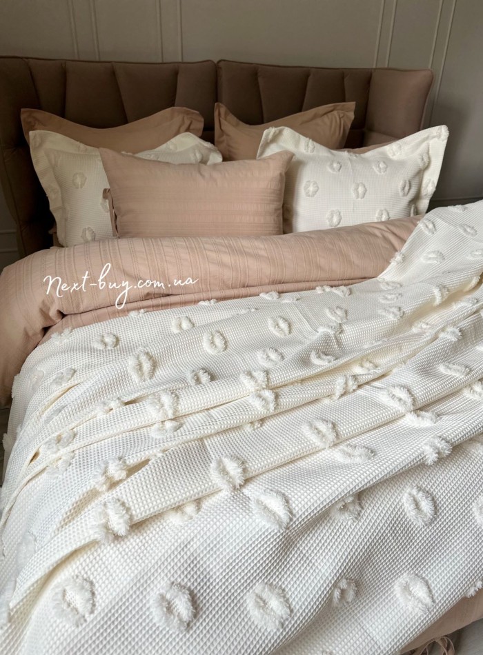 Легкое покрывало-пике Pepper Home Lena cream Турция 270x260 — изображение 3