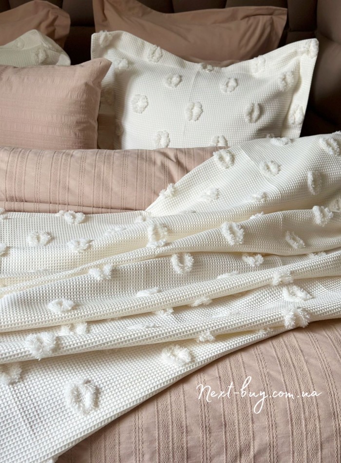 Легкое покрывало-пике Pepper Home Lena cream Турция 270x260 — изображение 4