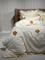 Постільна білизна з простирадлом на резинці Saheser Florita Sari євро 200×220 • Вишивка - Зображення 2