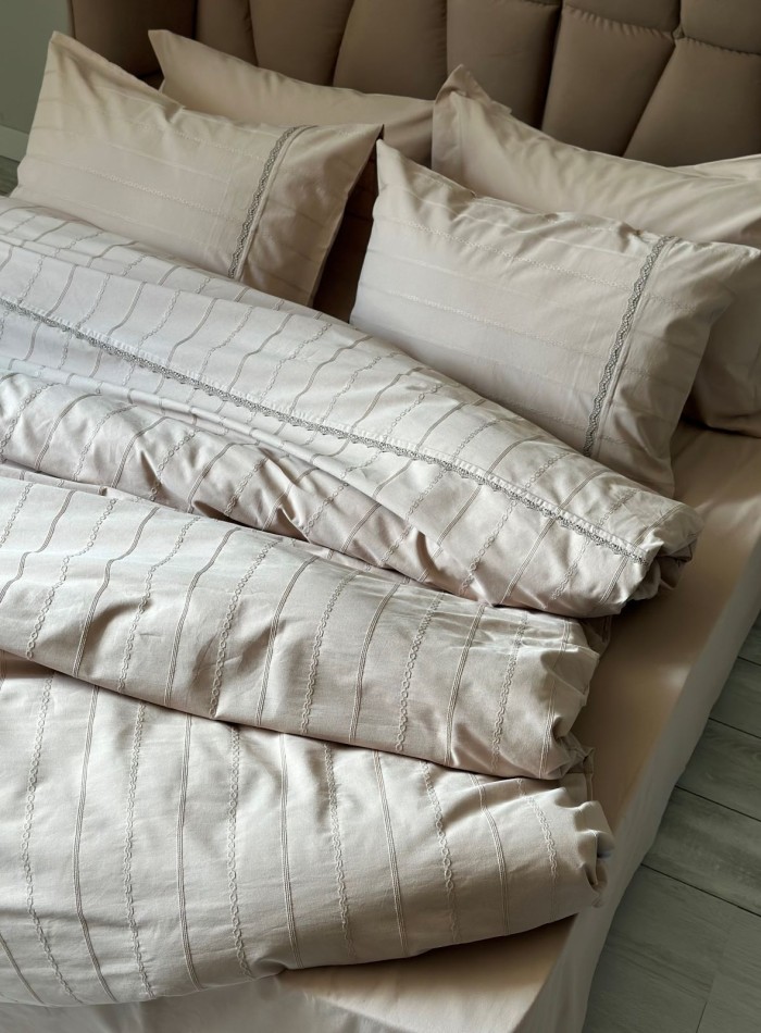 Постільна білизна Saheser Jasmin bej євро 200х220 jacquard - Зображення 5