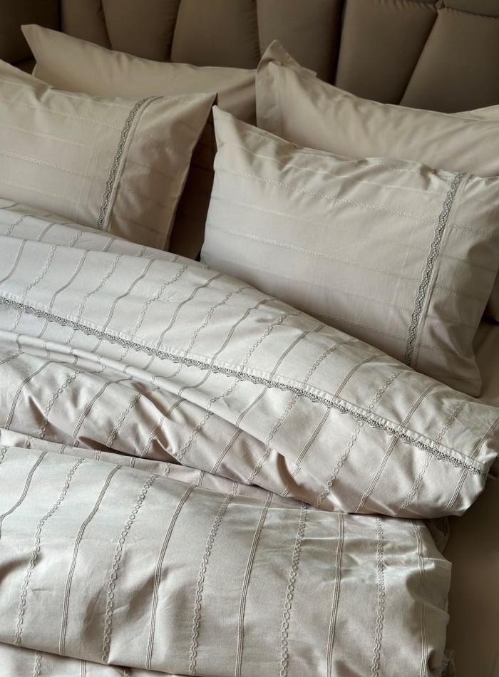 Постільна білизна Saheser Jasmin bej євро 200х220 jacquard - Зображення 7