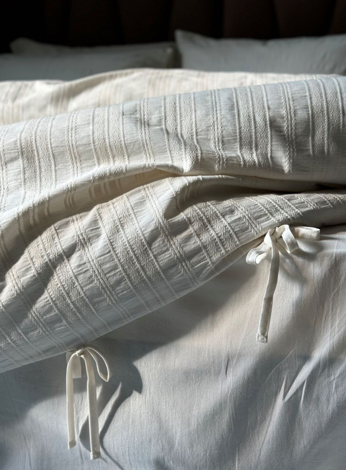 Постільна білизна Saheser Lucca krem євро 200х220 jacquard - Зображення 3