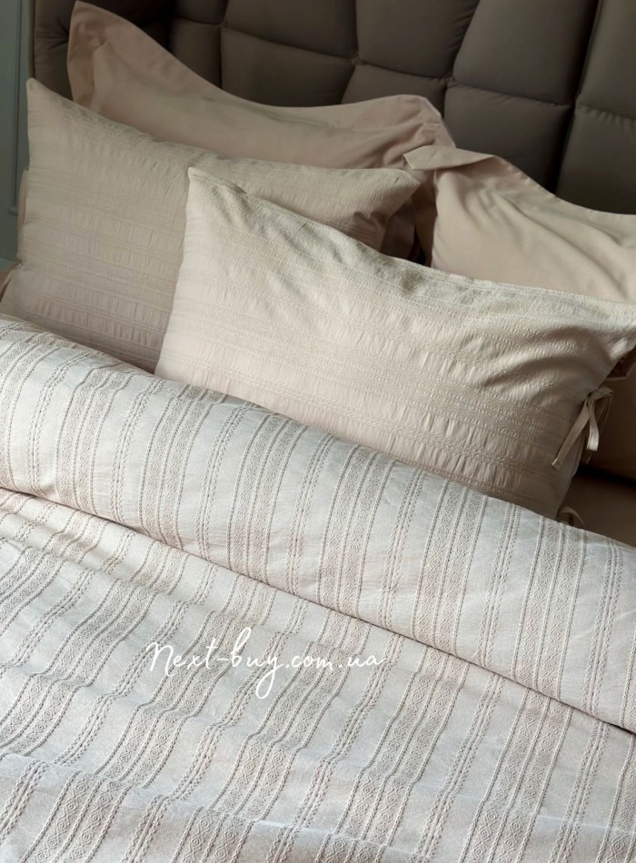 Постільна білизна Saheser Lucca bej євро 200х220 jacquard - Зображення 5