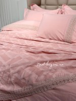 Постельное белье с пике Saheser Freya pudra евро 200х220