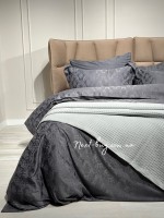 Легкий, вафельний плед-піке DO&CO Pike grey 220х240 - Зображення 4