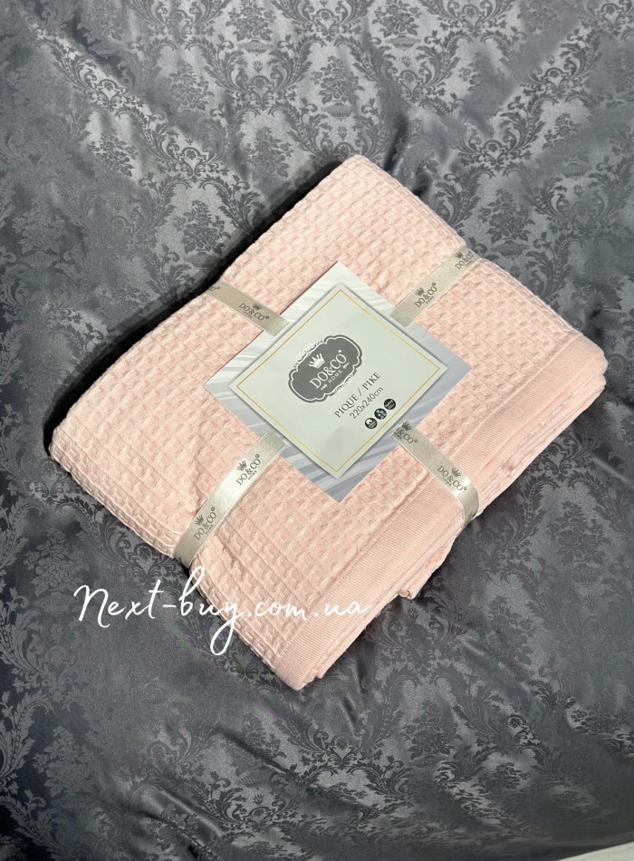 Легкий, вафельний плед-піке DO&CO Pike pink 220х240 - Зображення 4