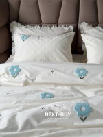 Постільна білизна Saheser Florita mint євро 200х220 з вишивкою - Зображення 4